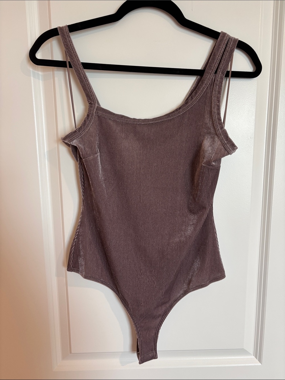 Le Lis velvet Ribbed Bandeau Bodysuit - Mauve Taupe